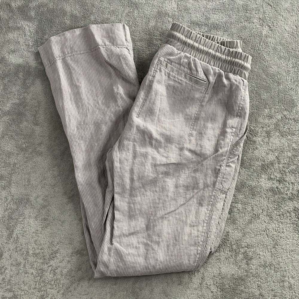 Athleta Pants Womens Size 4 Striped Bali Trouser Gray Drawstring Casual Boho